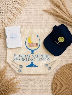 Bombay Sapphire Promotional Barware Hat Cocktail Picks Notebook Gift Set New